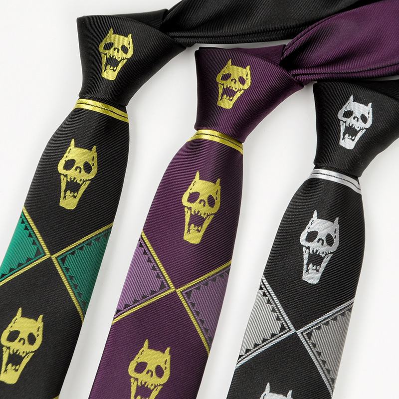 Tie Bizarre Adventure Skull Lazy Zipper Heren