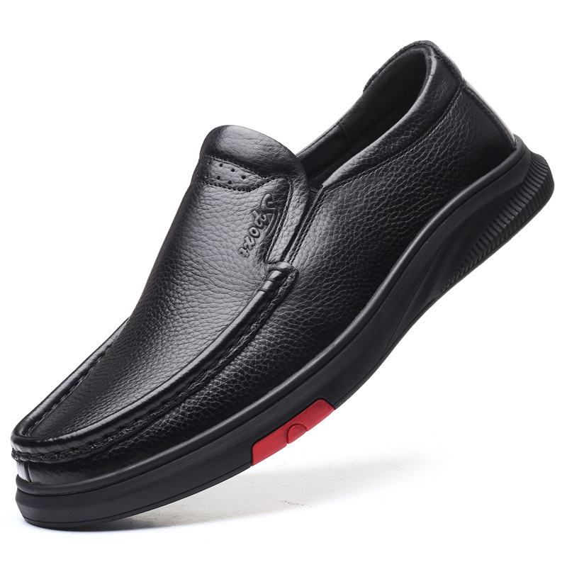 2022 Herfst Heren Casual Fleece Warme Leren Schoenen Mode Zakelijke Slip-on Ademende Comfortabele Vader