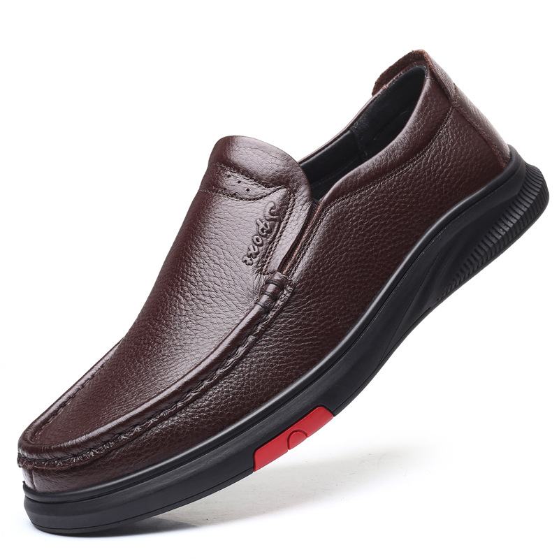 2022 Herfst Heren Casual Fleece Warme Leren Schoenen Mode Zakelijke Slip-on Ademende Comfortabele Vader