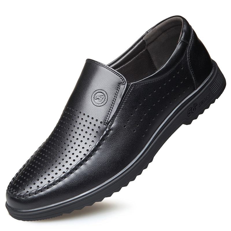 2023 Herfst Heren Lage Lederen Casual Leren Schoenen Bruine Slip-on Wenzhou