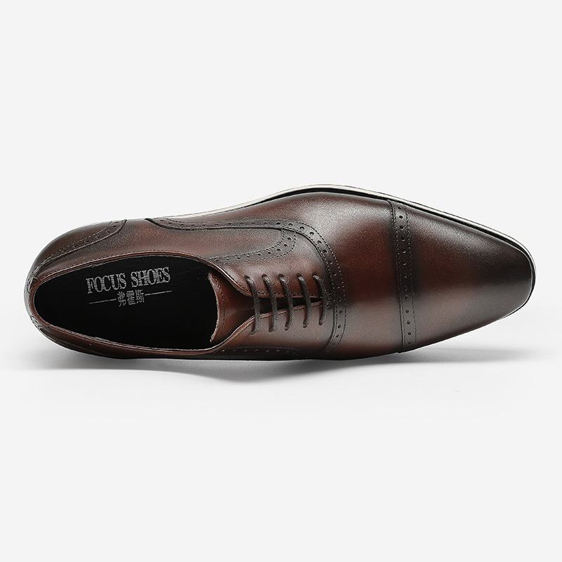 Heren Lederen Schoenen Retro Platte Veterschoenen Casual Drie-joint Handgemaakte Herenschoenen