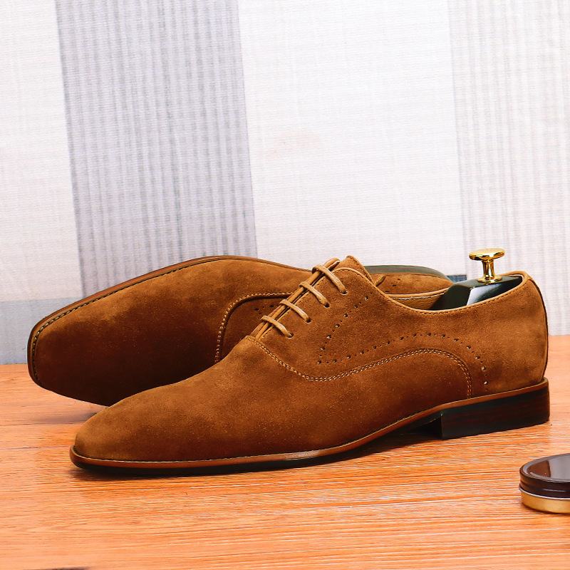 Nubuck Casual Herenschoenen Zakelijke Britse Veterschoenen Met Spitse Neus Heren Suède Leer