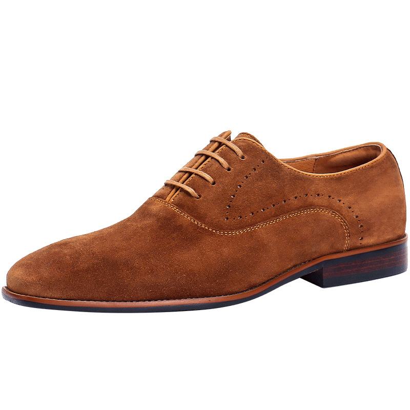 Nubuck Casual Herenschoenen Zakelijke Britse Veterschoenen Met Spitse Neus Heren Suède Leer