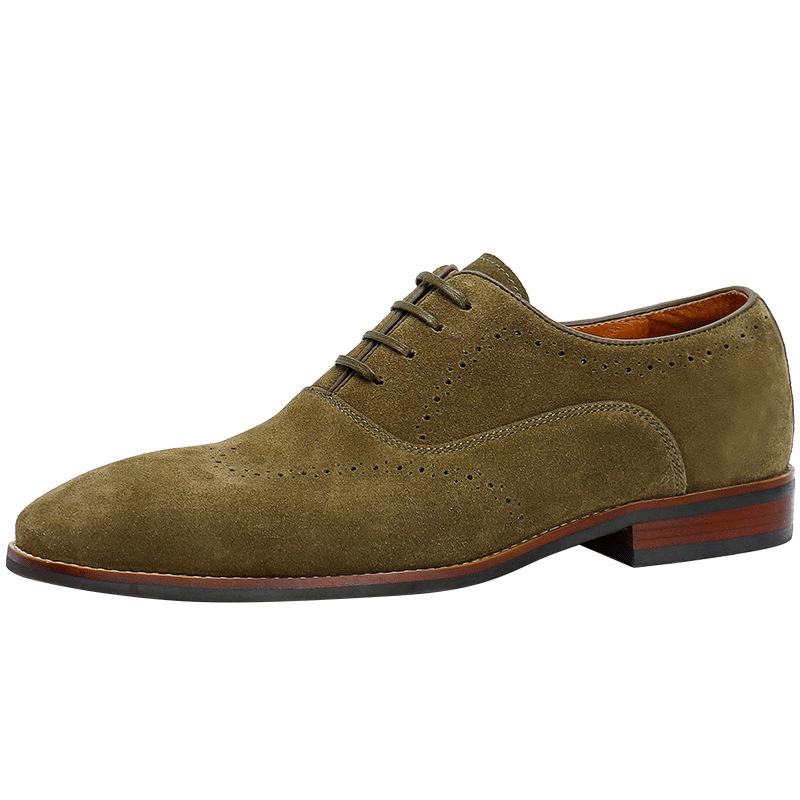 Zomer Business Casual Oxford Gesneden Mannen Kant Vierkante Neus Suède Koeienhuid Low-top Tooling Schoenen Lederen