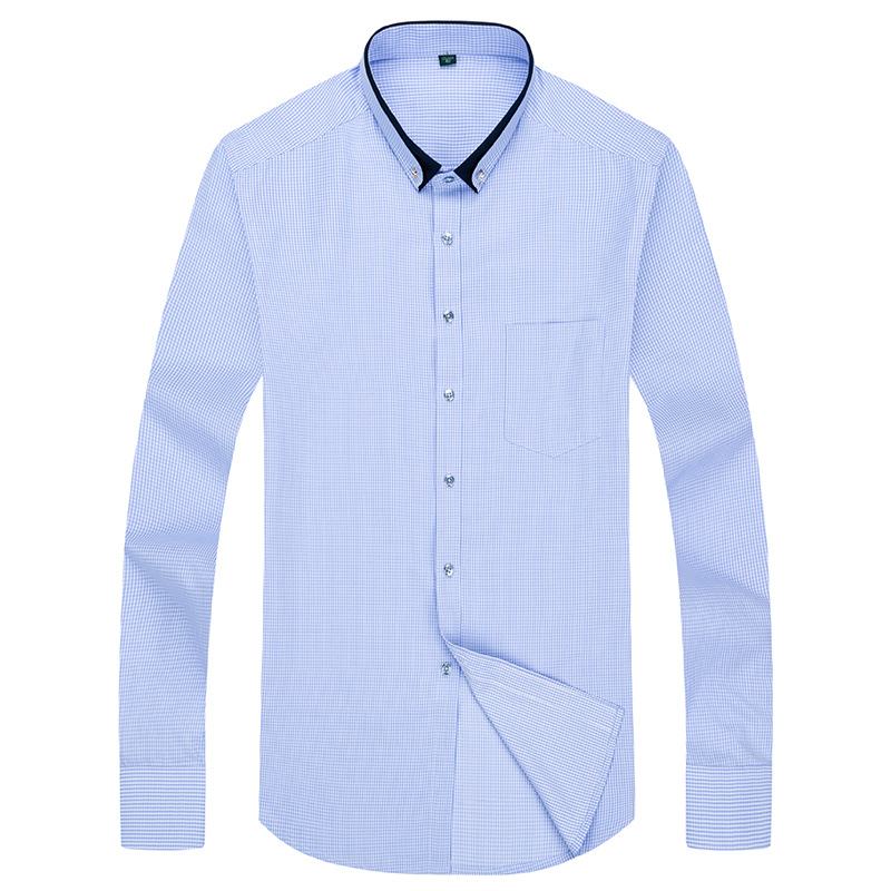 Herfst Heren Business Casual Shirt Met Lange Mouwen Jas Basic Dieptepunt