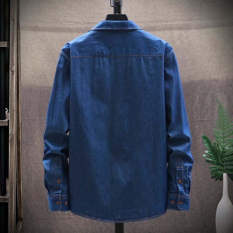 Herfst Winter Heren Denim Shirt Met Lange Mouwen Eenvoudige Casual Mode