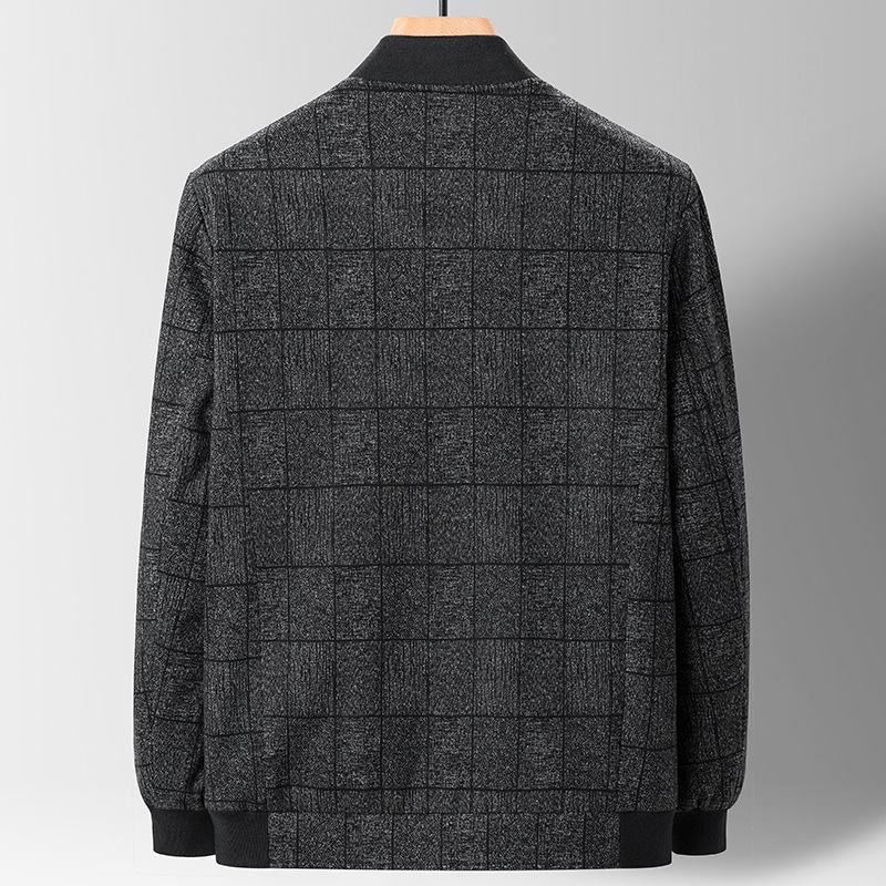 Jas Heren Lente Herfst Opstaande Kraag Business Casual Top Middelbare Leeftijd Ouderen Wollen