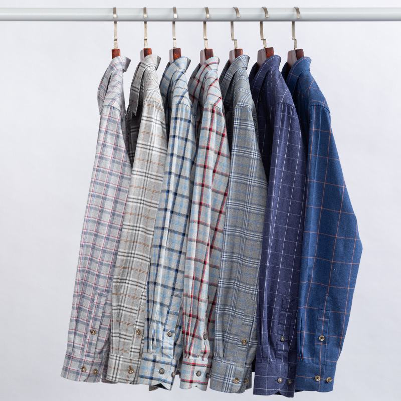 Katoenen Kleur Spinning Shirts Met Lange Mouwen Dagelijkse Rust Plaid Middelgrote Jonge Zakelijke Werkkleding Dieptepunt