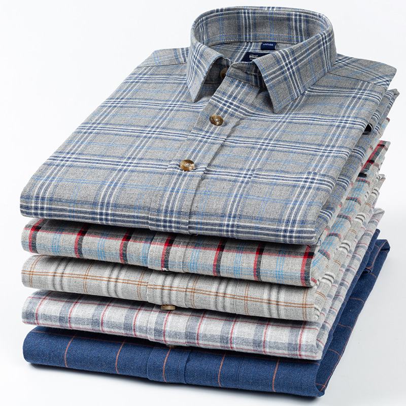 Katoenen Kleur Spinning Shirts Met Lange Mouwen Dagelijkse Rust Plaid Middelgrote Jonge Zakelijke Werkkleding Dieptepunt