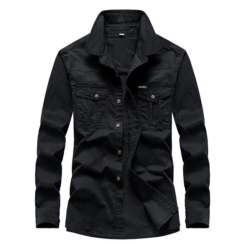 Lente Herfst Heren Tooling Shirt Met Lange Mouwen Eenvoudige Casual Herenjas