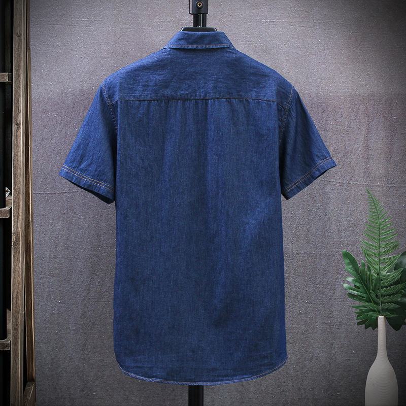 Shirt Heren 2022 Zomer Katoenen T-shirt Met Korte Mouwen Denim Overhemd Casual Jeugd