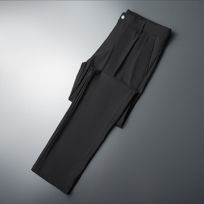 Zomer Pak Broek Draperen Mannen 2022 Ijs Zijde Rechte Buis Ijzervrij Business Casual Herenkleding