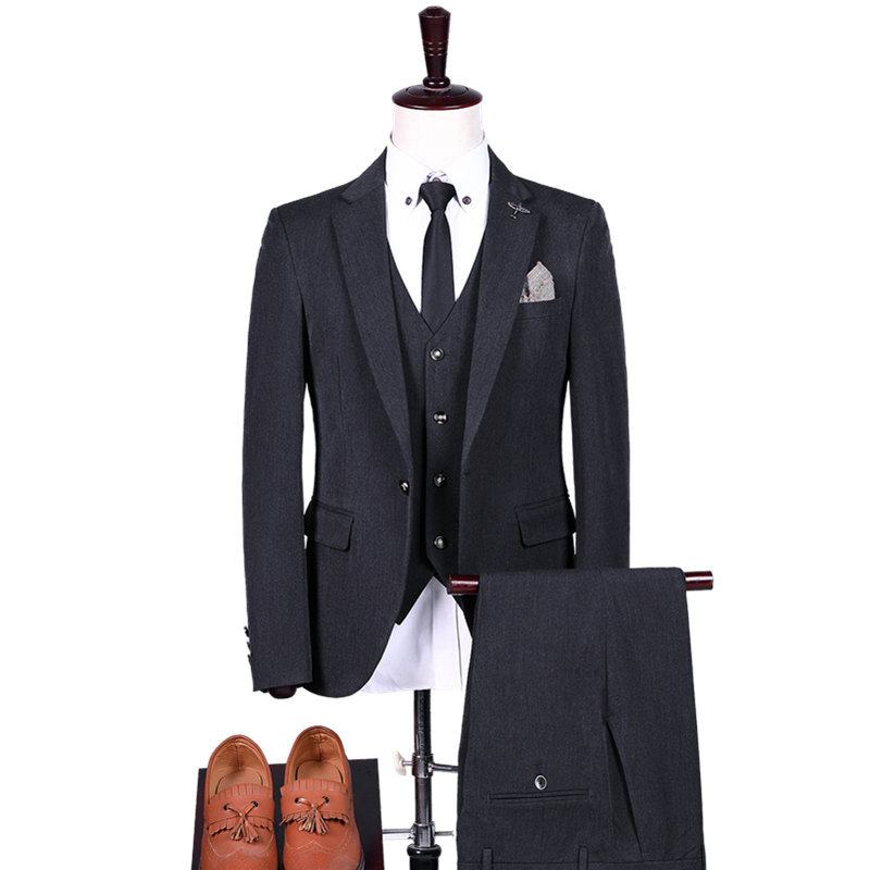 Heren Effen Kleur Business Casual Pak Driedelig Jeugd Klein Professionele Formele Kleding