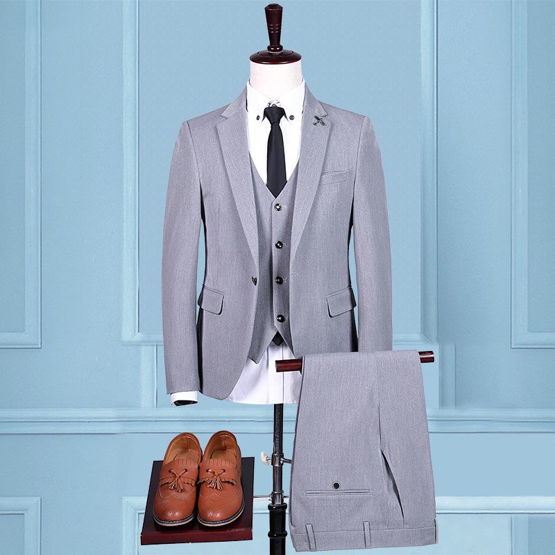 Heren Effen Kleur Business Casual Pak Driedelig Jeugd Klein Professionele Formele Kleding