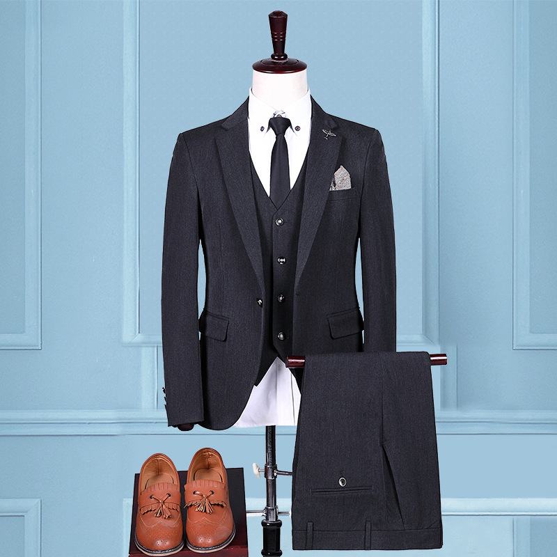 Heren Effen Kleur Business Casual Pak Driedelig Jeugd Klein Professionele Formele Kleding