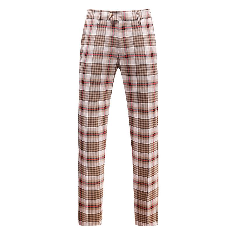 Herenpak Double Breasted Plaid Casual Suit Tweedelig Slanke Bruidegom Trouwjurk Pak