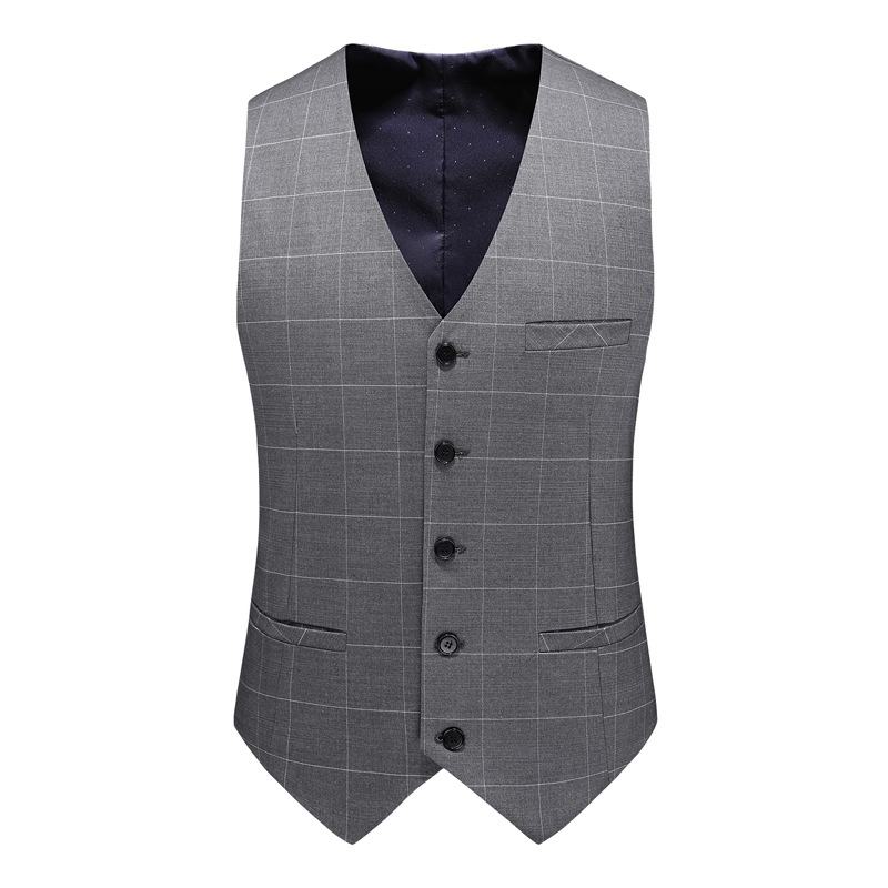 Herenpak Pak Double Breasted Plaid Casual Driedelig Slim Fit Bruidegom Trouwjurk