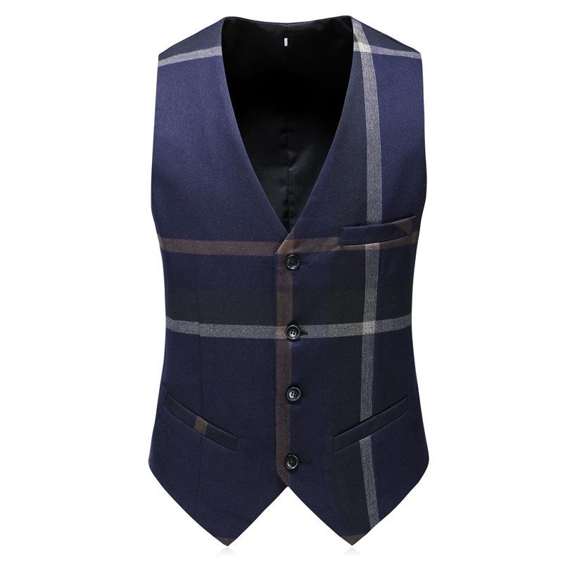 Pak Casual Heren Driedelig Slim Fit Grote Maat Plaid Bruidegom Jurk