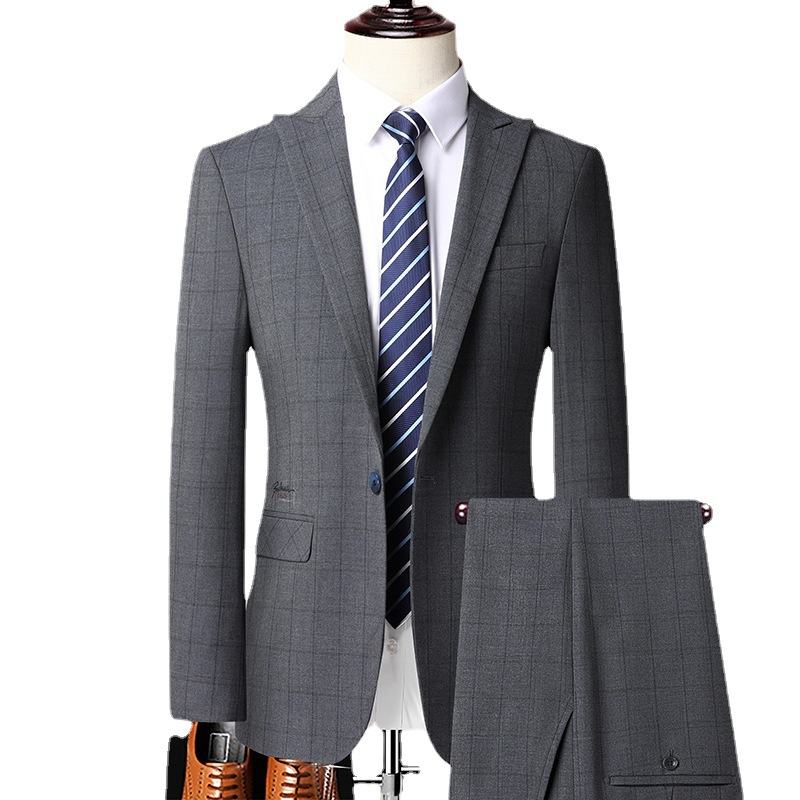 Pak Heren Tweedelige Business Casual Professionele Formele Jurk Bruidsjonkers Bruidegom Trouwjurk Lente Zomer