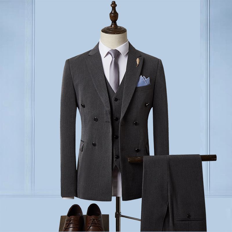 Pakken Herenpakken Heren Business Casual Professionele Decoratie Bruidegom Bruidsjonkers Bruiloft Driedelige Jurk Trend