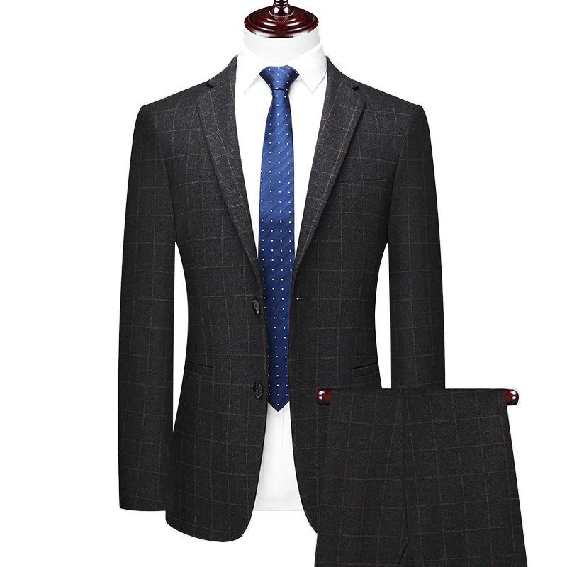 Plaid Set Westers Heren Tweedelig Pak Trouwjurk Klein Professionele Formele Kleding