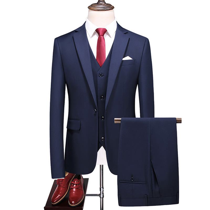 Professioneel Pak Driedelig Heren Effen Kleur Slim Fit Groot Maat Brits