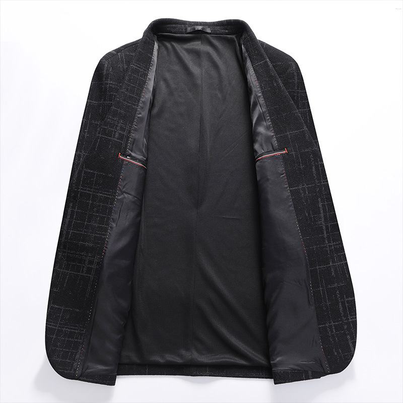 2022 Herfst Winter Plaid Wollen Pak Mannen Trend Slim Klein Jas Top