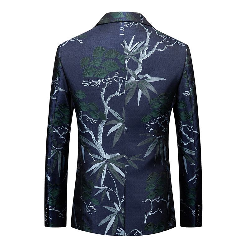 2022 Trendpak Eendelig Casual Pak Slim-fit Groene Fruitkraag Jas Met Botanische Print Heren