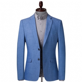 Blauw Geruit Pak Lente Herfst Dun Heren Casual Slim Fit Klein Colbert