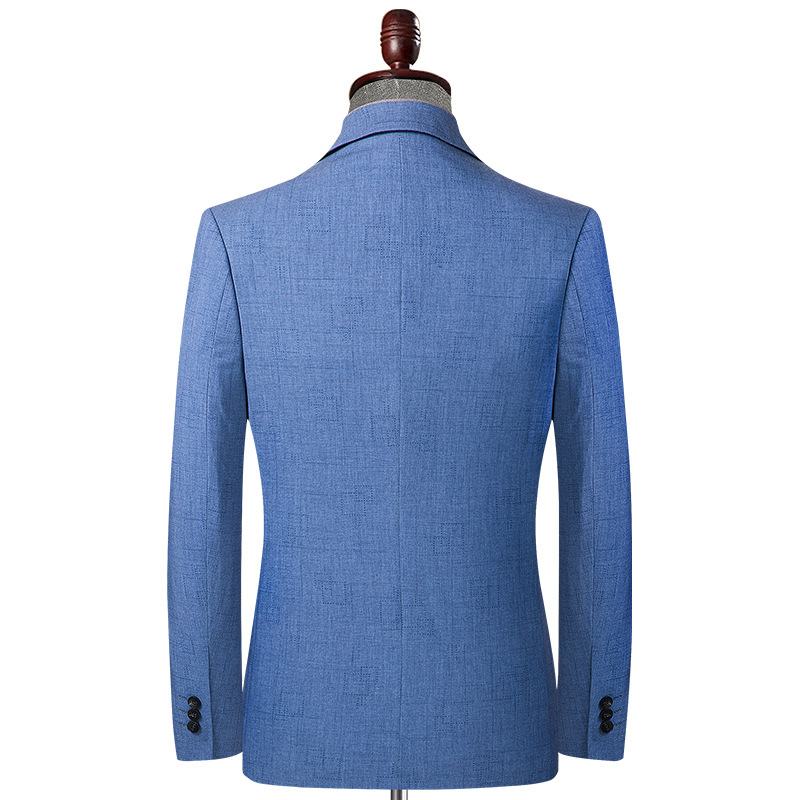 Blauw Geruit Pak Lente Herfst Dun Heren Casual Slim Fit Klein Colbert