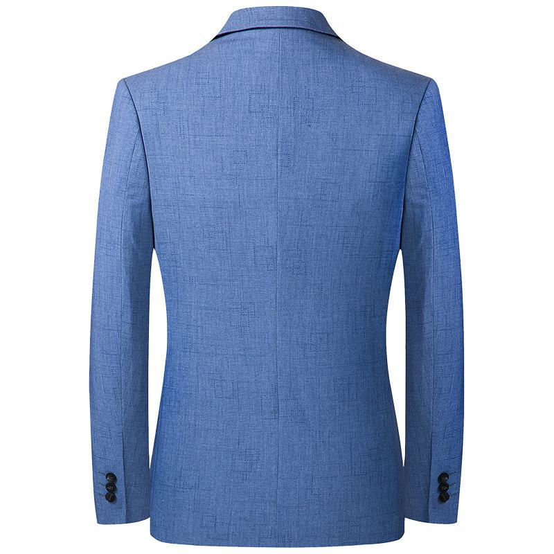 Blauw Geruit Pak Lente Herfst Dun Heren Casual Slim Fit Klein Colbert