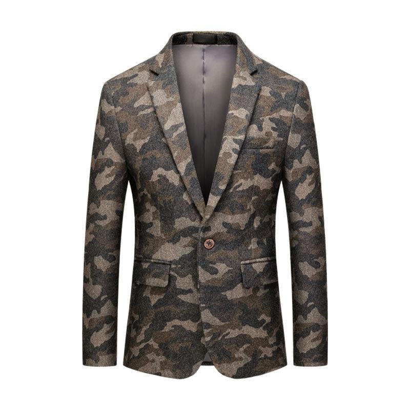 Camouflagemateriaal Mode Casual Klein Pak Nizi Camouflageprint Met Één Knop Heren