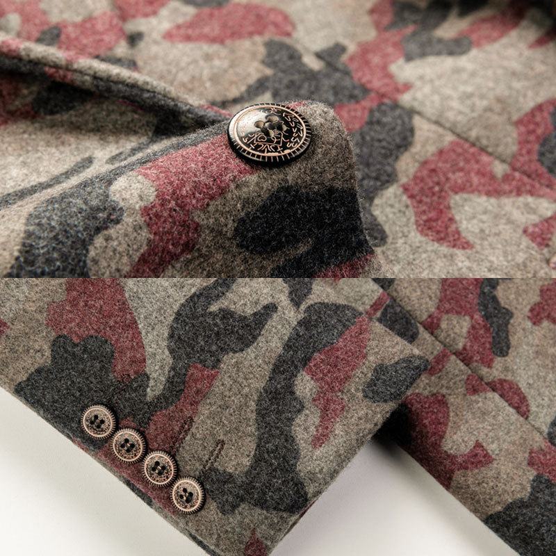 Camouflagemateriaal Mode Casual Klein Pak Nizi Camouflageprint Met Één Knop Heren