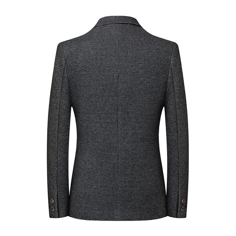 Casual Herenkostuums Herfst Winter Zwart Wit Small Houndstooth Slim Fit Geborsteld Colbert