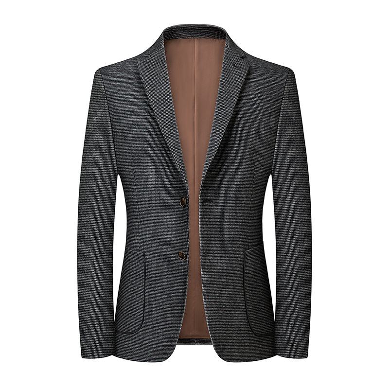 Casual Herenkostuums Herfst Winter Zwart Wit Small Houndstooth Slim Fit Geborsteld Colbert