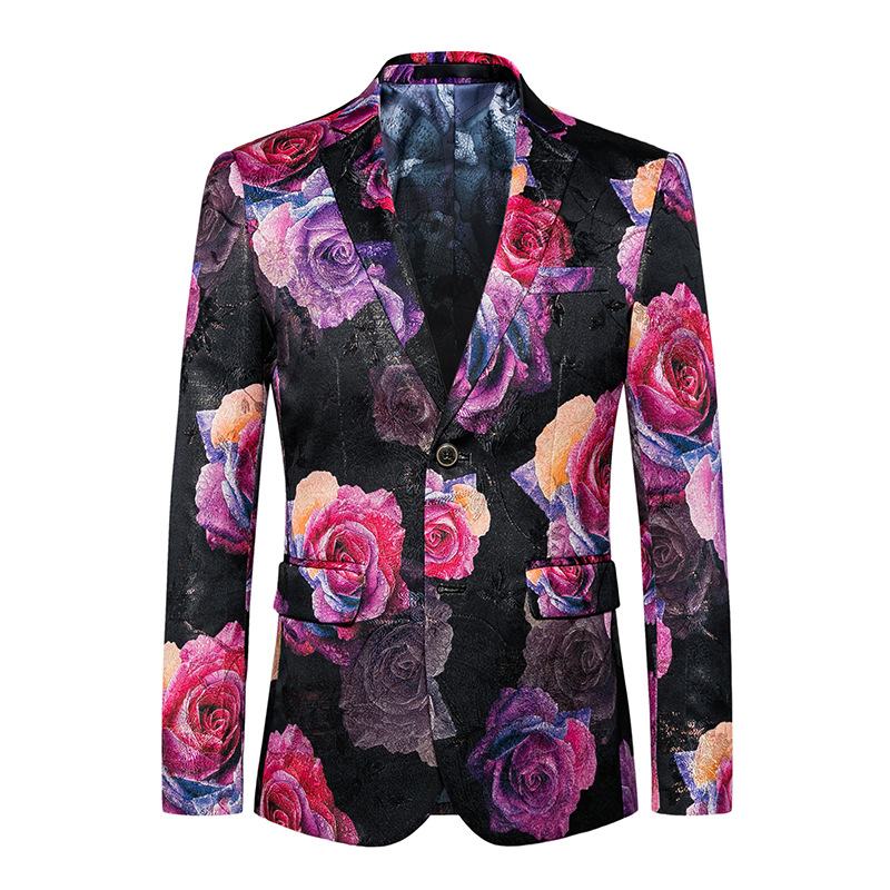 Casual Pak Heren Knap Koket Big Rose Print Jacket Men