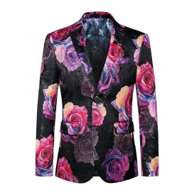 Casual Pak Heren Knap Koket Big Rose Print Jacket Men