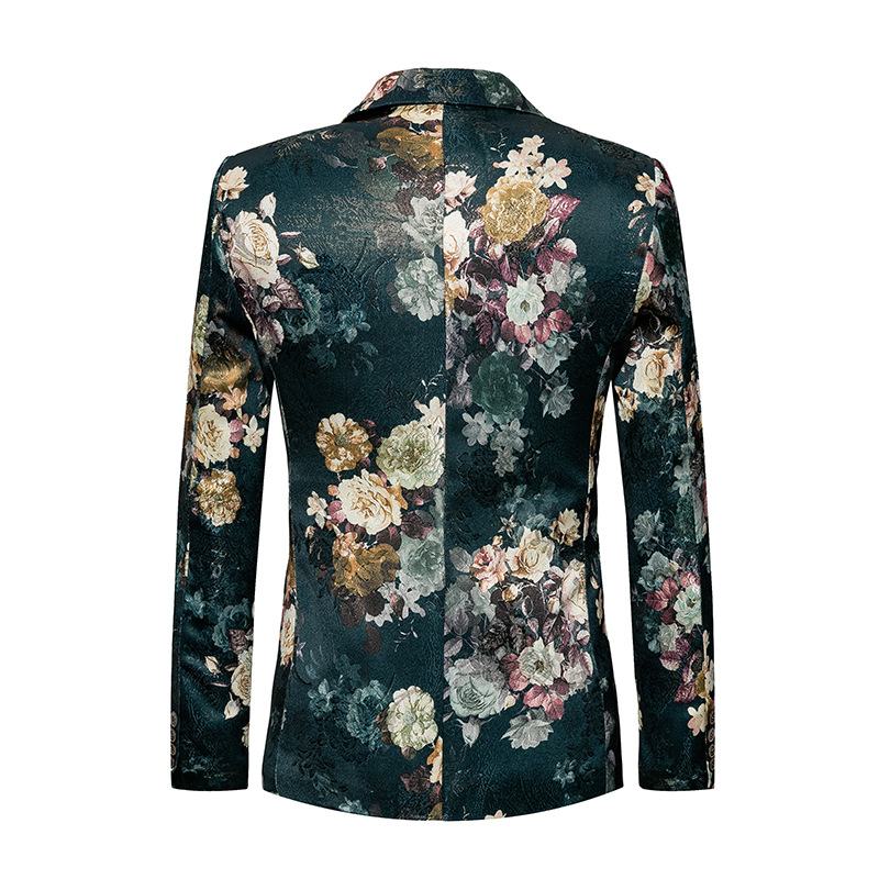 Heren Casual Zakelijke Bloemen Westerse Pasvorm Body Twee Knopen Pak Top Jas Bloemenprint Jurk