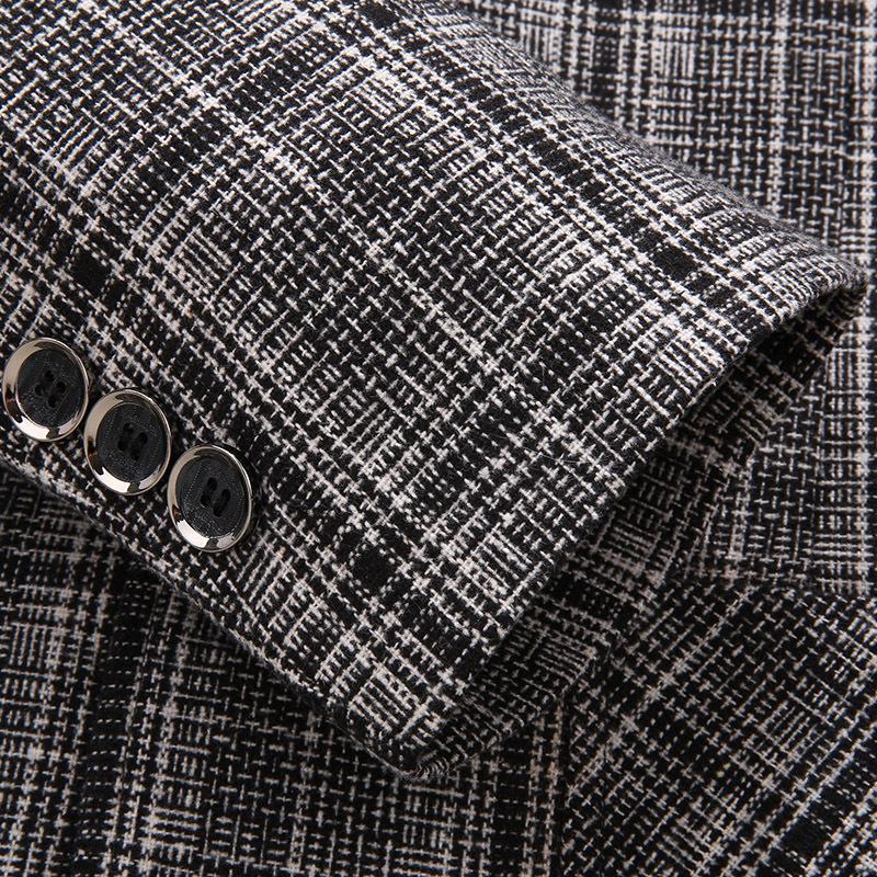 Heren Geruit Casual Colbert Herfst Business Plaid Schouderstuk Klein Pak