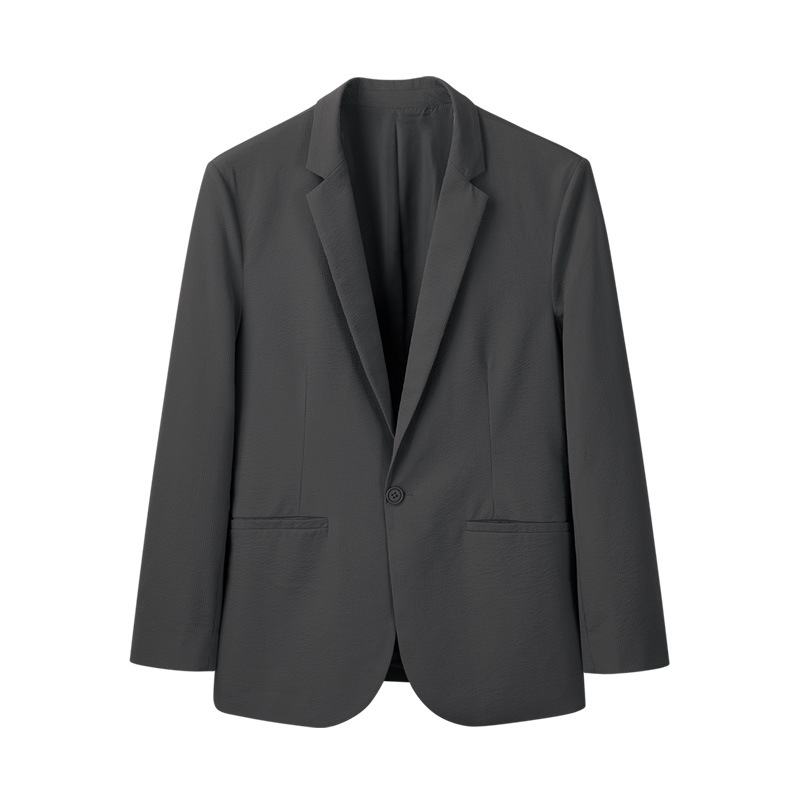 Heren Lente Casual Slim Suit Herenjack Effen Kleur Veelzijdig Pak Met Enkele Knoop