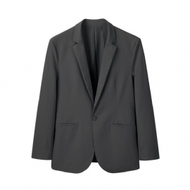 Heren Lente Casual Slim Suit Herenjack Effen Kleur Veelzijdig Pak Met Enkele Knoop