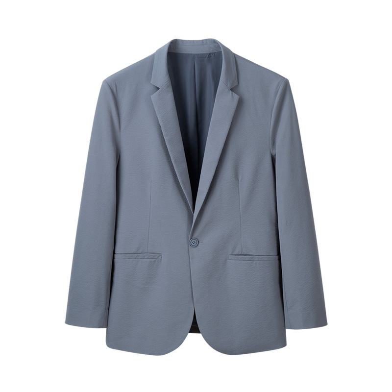 Heren Lente Casual Slim Suit Herenjack Effen Kleur Veelzijdig Pak Met Enkele Knoop