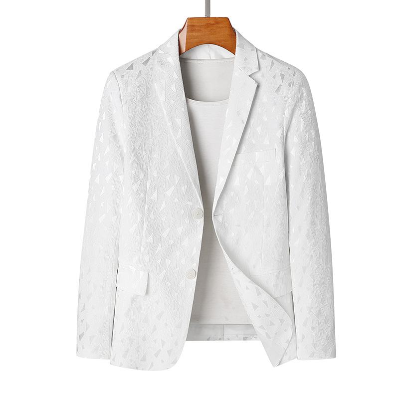 Herenmode Casual Reliëf Blazer Slanke Jeugd Grote Maat Wit Klein Pak Top Heren