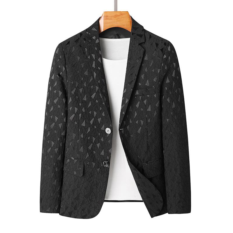 Herenmode Casual Reliëf Blazer Slanke Jeugd Grote Maat Wit Klein Pak Top Heren