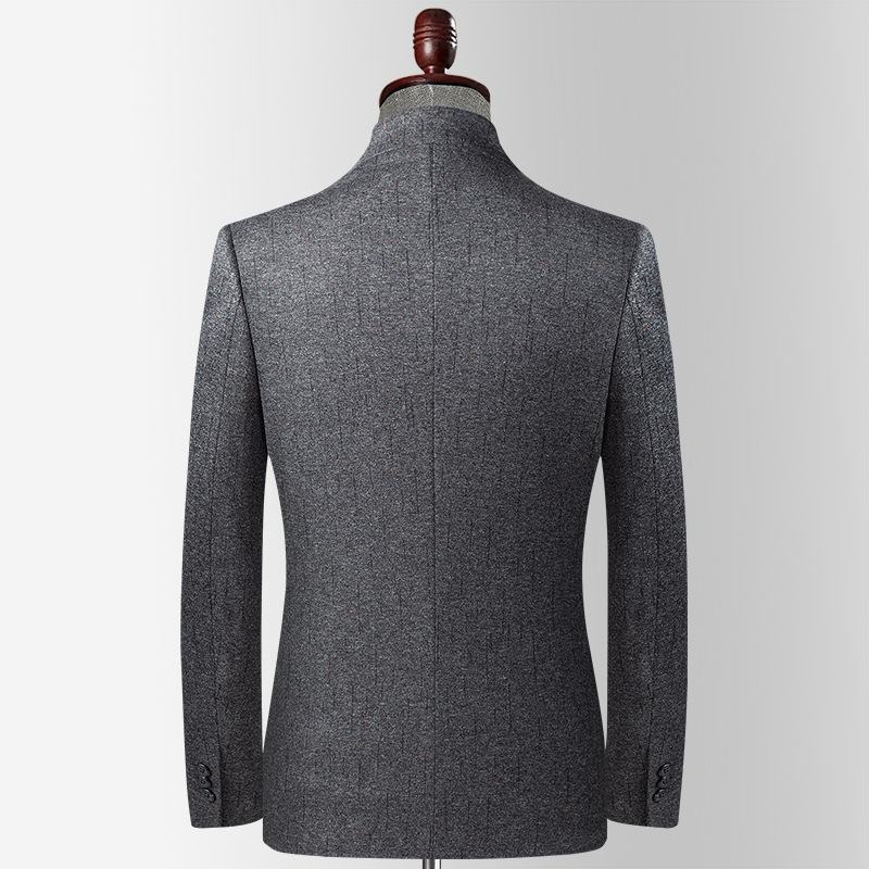 Herfst Chinese Opstaande Kraag Casual Pak Mannen Jonge Middelbare Leeftijd Trend Slim Stretch Heren Top