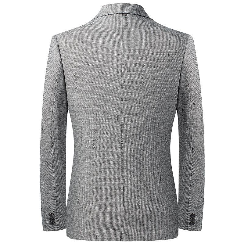 Herfst Heren Gebreide Casual Colbert Business Eenvoudige Tweeknops Elastische Jacquard