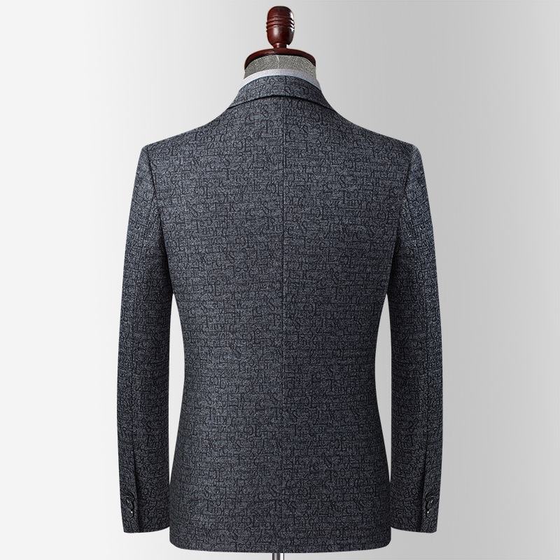 Herfst Winter Gebreid Jacquard Pak Middelbare Leeftijd Jonge Mannen Klein Heren Slank Casual