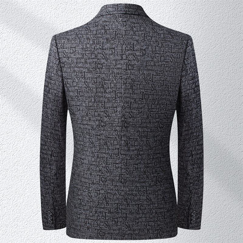 Herfst Winter Gebreide Elastische Jacquard Herenpakken Jonge Middelbare Leeftijd Pakken Trend Casual Heren