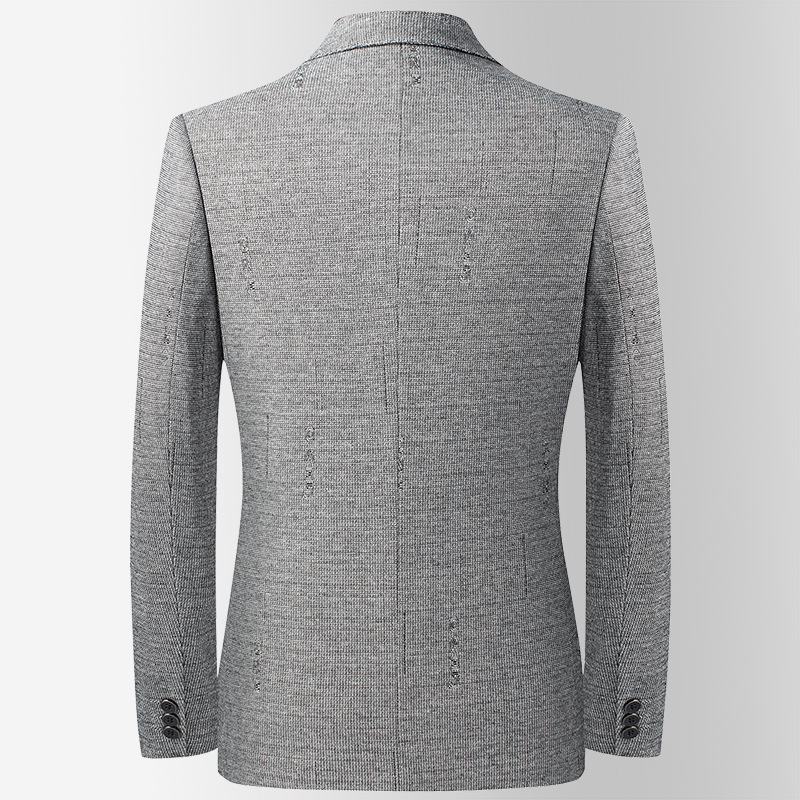 Herfst Winter Gebreide Elastische Jacquard Pak Middelbare Leeftijd Jonge Mannen Slim Fit Non-iron Casual