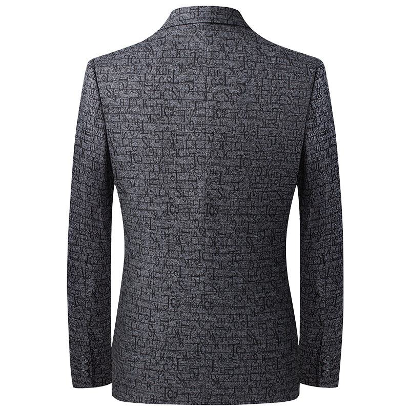 Herfst Winter Heren Stretch Jacquard Casual Klein Colbert Jong Middelbare Leeftijd Slim